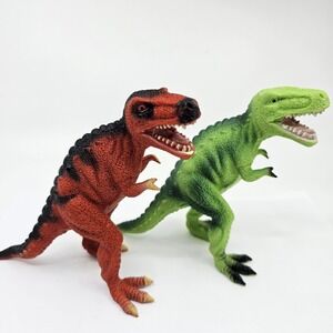 T-Rex Dinosaur Tyrannosaurus Figure Toy Major Trading 5" tall Red & Green Heavy